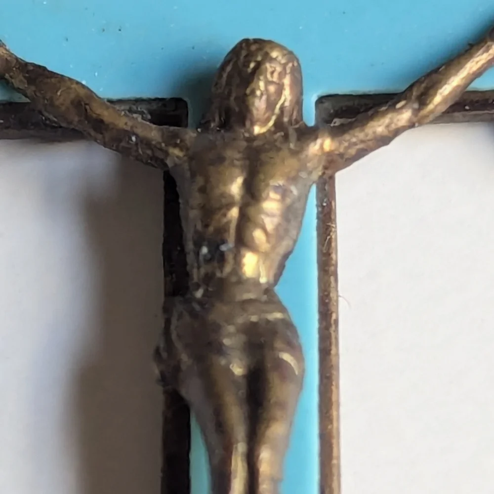 Antique crucifix Jesus on the cross necklace pendant charm, early 1900s - Picture 8 of 14